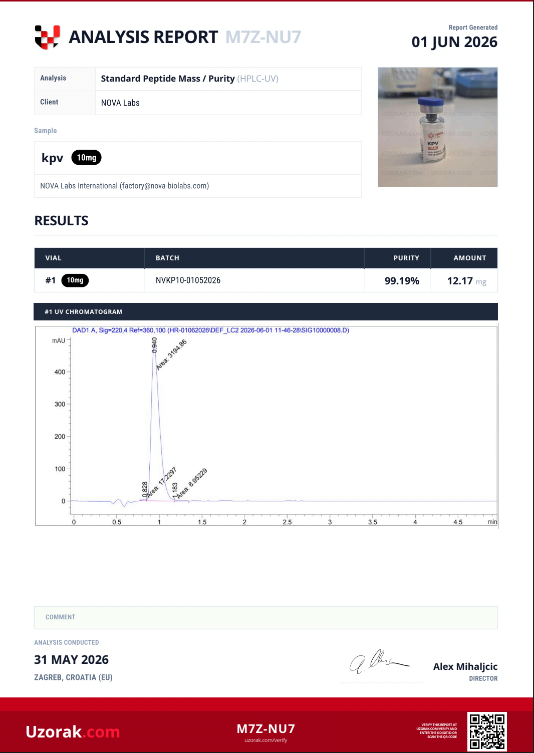 Purity & Fill Report